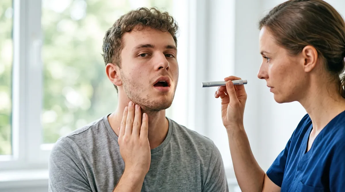 Peritonzilarni absces: Simptomi in zdravljenje 1 Peritonzilarni absces običajno povzroči izrazito enostransko bolečino